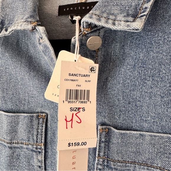 Sanctuary Denim Shirt Dress Belted Button Front Mini Dress Blue Sz S NWT - Picture 7 of 16